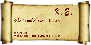 Körmöczi Elek névjegykártya