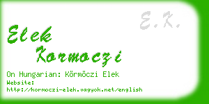 elek kormoczi business card